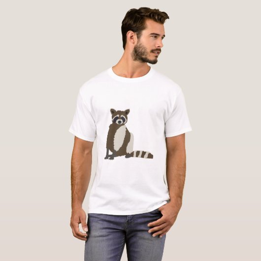 Niedliches Raccoon in Pinienwald - Illustration T-Shirt (Vorne ganz)
