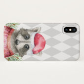 Niedliches Raccoon in Weihnachtsmannmütze mit Harl Case-Mate iPhone Hülle (Rückseite (Horizontal))