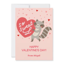 Niedliches Raccoon Kinder Klassenzimmer Valentine