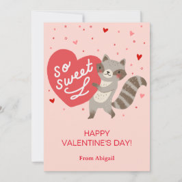 Niedliches Raccoon Kinder Klassenzimmer Valentine Einladung