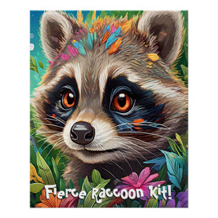 Niedliches Raccoon-Kit Poster