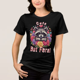 Niedliches Raccoon mit farbenfrohen Blume und Herz Tri-Blend Shirt