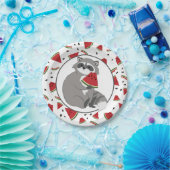 Niedliches Raccoon mit Wassermelonen Stücken Pappteller (Party)