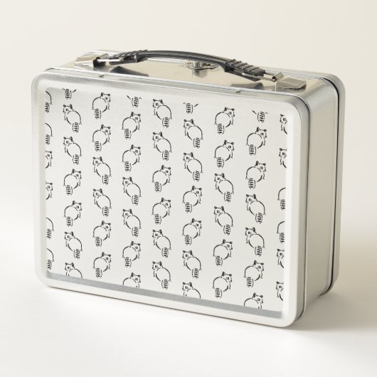 Niedliches Raccoon Muster CUSTOM HINTERGRUNDFARBE Metall Brotdose (Rückseite)