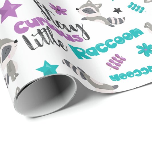 Niedliches Raccoon-Muster Geschenkpapier (Rolleneckpunkt)