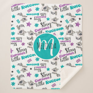 Niedliches Raccoon-Muster Sherpadecke