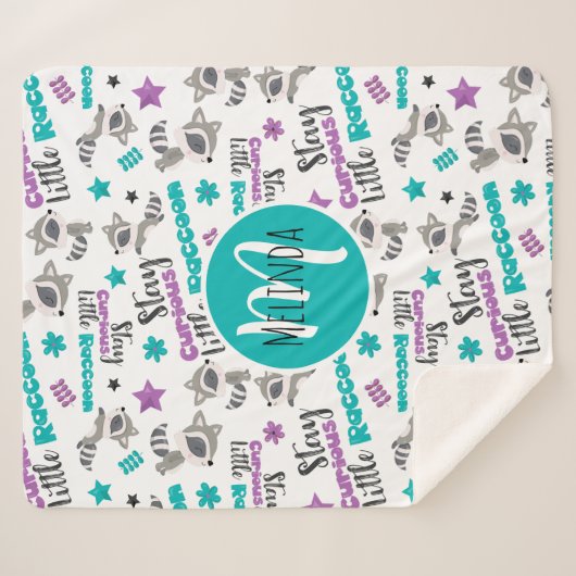 Niedliches Raccoon-Muster Sherpadecke (Vorderseite (Horizontal))