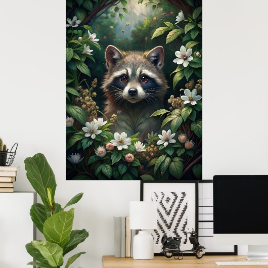 Niedliches Raccoon Poster (Heimbüro)