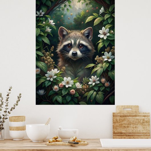 Niedliches Raccoon Poster (Küche)