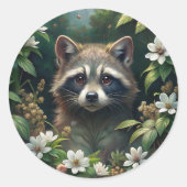 Niedliches Raccoon Runder Aufkleber (Vorderseite)