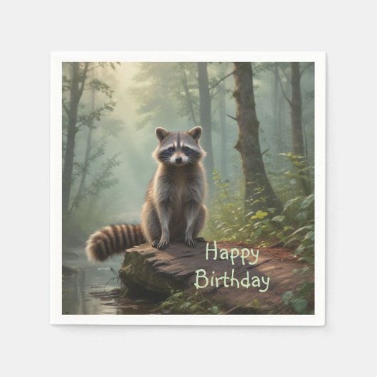 Niedliches Raccoon Serviette (Vorderseite)