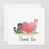 Niedliches Raccoon und Llama Sq1uare Dankeschön-Ka Dankeskarte (Vorne/Hinten)