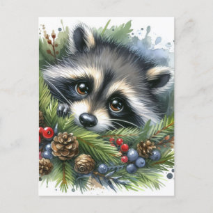 Niedliches Raccoon Wasserfarbe Postkarte