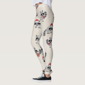 Niedliches Raccoon Weihnachtsmuster Leggings (Links)