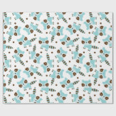Niedliches Raccoon Wrapping Paper Geschenkpapier (Flach)