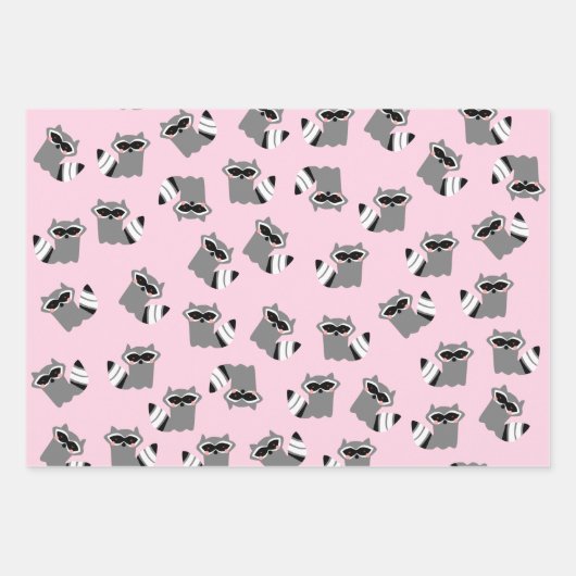 Niedliches Raccoon Wrapping-Papier Geschenkpapier Set (Vorderseite 3)