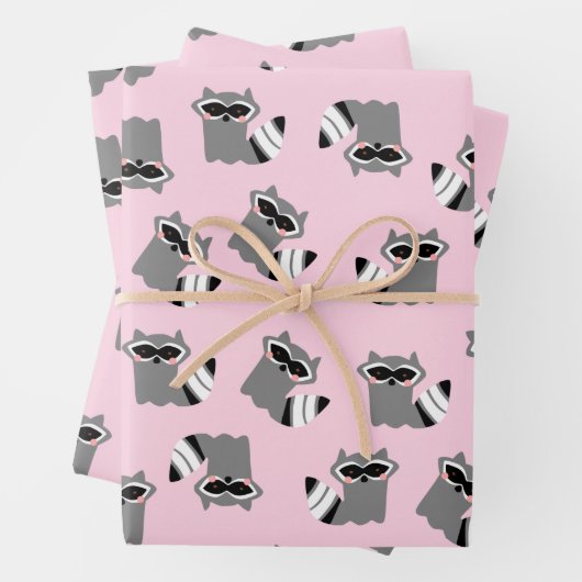 Niedliches Raccoon Wrapping-Papier Geschenkpapier Set (Beispiel)