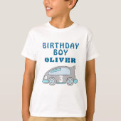 Niedliches Race Car Blue Birthday Boy Gast Ehre T-Shirt (Vorderseite)