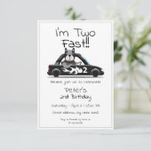 Niedliches Race Car Pitbull Zwei Fast 2. Geburtsta Einladung (Stehend Vorderseite)