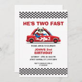 Niedliches Race Car Zwei Fast 2. Geburtstag Einladung (Vorne/Hinten)