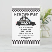 Niedliches Race Car Zwei Fast 2. Geburtstag Einladung (Stehend Vorderseite)