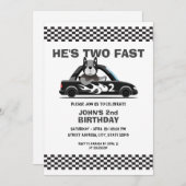 Niedliches Race Car Zwei Fast 2. Geburtstag Einladung (Vorne/Hinten)
