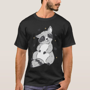 Niedliches Racoon Herz Cool Retro Spaß Seltsam Biz T-Shirt