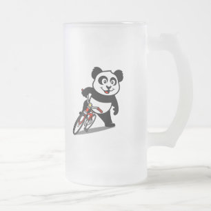 Niedliches Radfahren Panda Mattglas Bierglas