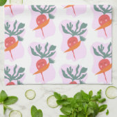 Niedliches Radish- und Carrot-Cartoon-Muster Geschirrtuch (Gefaltet)