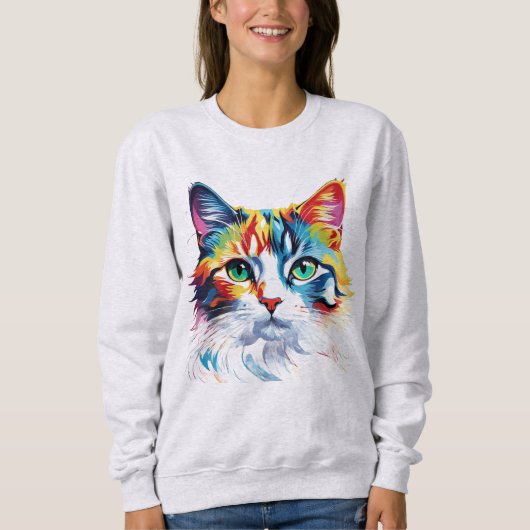 Niedliches Rainbow-Cat-Tier Sweatshirt (Vorderseite)