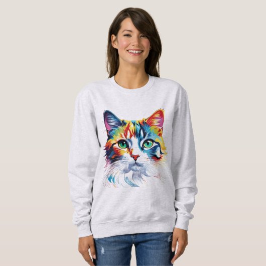 Niedliches Rainbow-Cat-Tier Sweatshirt (Vorne ganz)