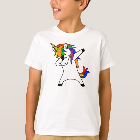 Niedliches Rainbow Dabbing Einhorn T-Shirt (Vorderseite)