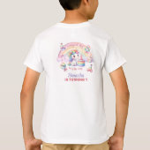 Niedliches Rainbow-Einhorn und Glitzern 1. Geburts T-Shirt (Rückseite)