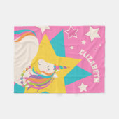 Niedliches Rainbow-Einhorn und Stars Girly-Pink-Mo Fleecedecke (Vorderseite (Horizontal))