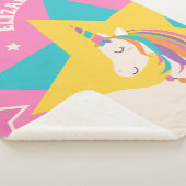 Niedliches Rainbow-Einhorn und Stars Girly-Pink-Mo Sherpadecke (3/4)