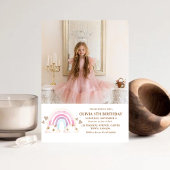 Niedliches Rainbow Foto Girly 5th Birthday Kids Fo Einladung