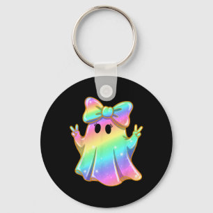 Niedliches Rainbow Ghost Peace Funny Halloween Kid Schlüsselanhänger