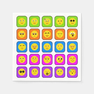 Niedliches Rainbow Happy Face Emoticons Muster Serviette