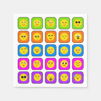 Niedliches Rainbow Happy Face Emoticons Muster Serviette
