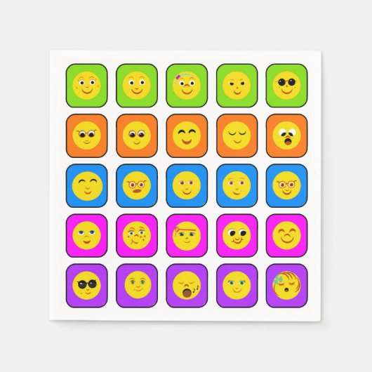 Niedliches Rainbow Happy Face Emoticons Muster Serviette (Vorderseite)