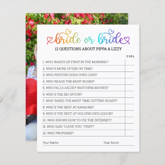 Niedliches Rainbow Heart Script Bridge oder Bride  (Vorne/Hinten)