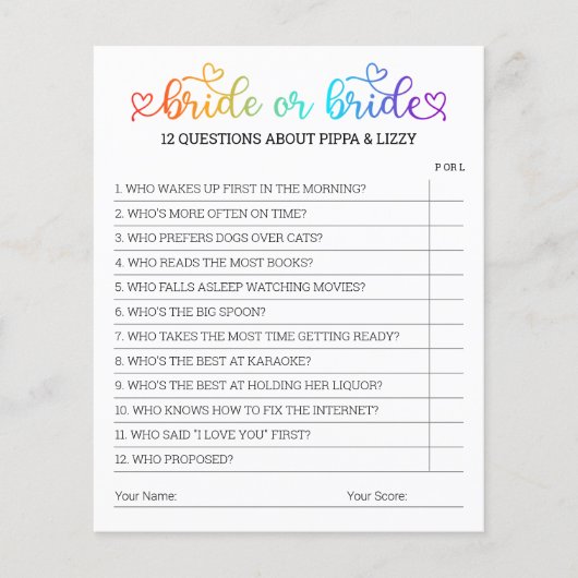 Niedliches Rainbow Heart Script Bridge oder Bride (Vorderseite)