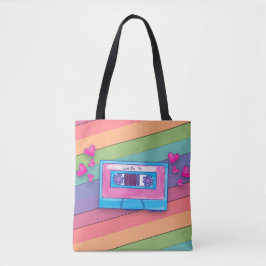 Niedliches Rainbow-Hintergrund-Retro-Logo für Mixt Tasche