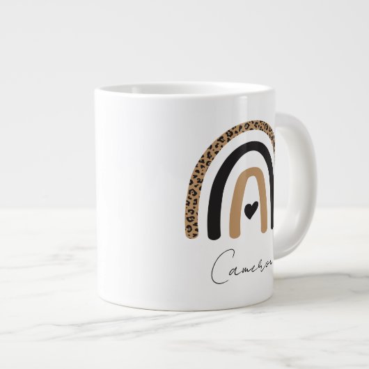 Niedliches Rainbow Leopard Muster Jumbo-Tasse (Vorderseite Rechts)