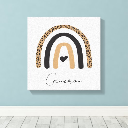 Niedliches Rainbow Leopard Muster Leinwanddruck (Insitu (Holzboden))