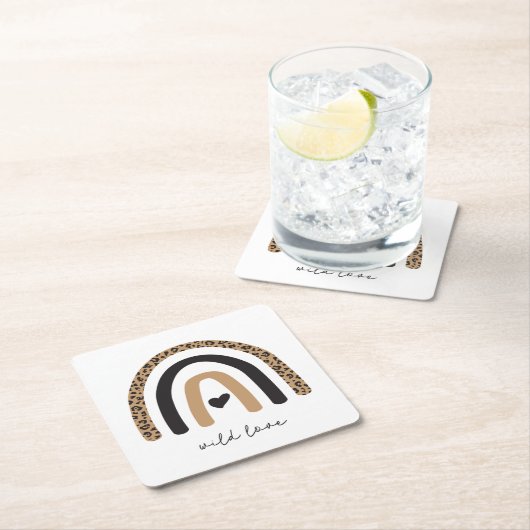 Niedliches Rainbow Leopard Muster Rechteckiger Pappuntersetzer (Vor Ort)