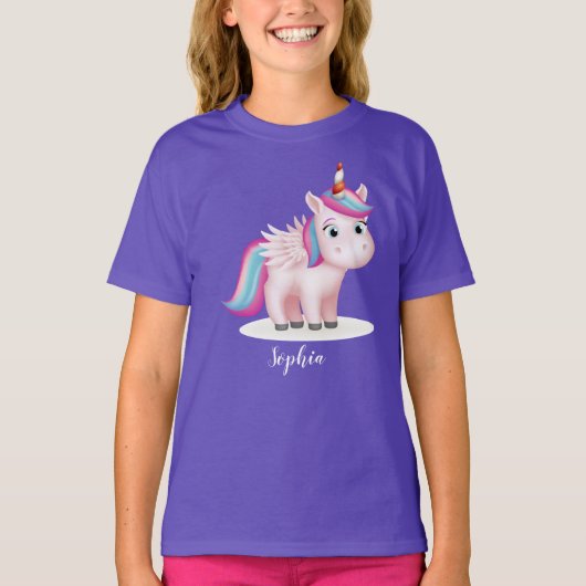 Niedliches Rainbow Magical Unicorn T-Shirt (Vorderseite)