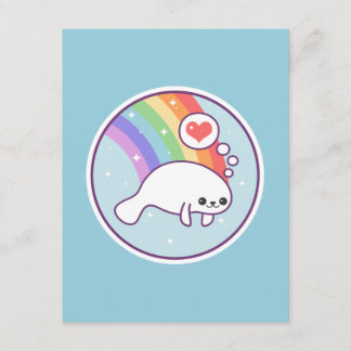 Niedliches Rainbow Manatee Birthday Einladungen