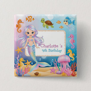 Niedliches Rainbow-Meerjungfisch Seepferd Geburtst Button