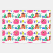 Niedliches Rainbow Monster-Wrapping-Papier Geschenkpapier Set (Vorderseite)